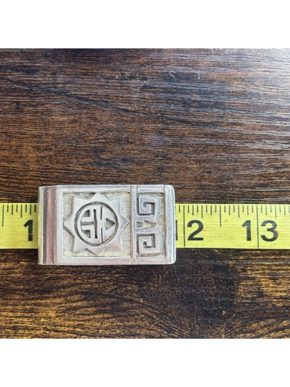 Aztec Design Money Clip Sterling Silver 925 Size 2